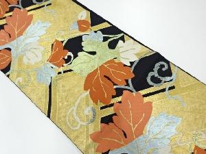 アンティーク　菊の葉模様織出し袋帯（材料）